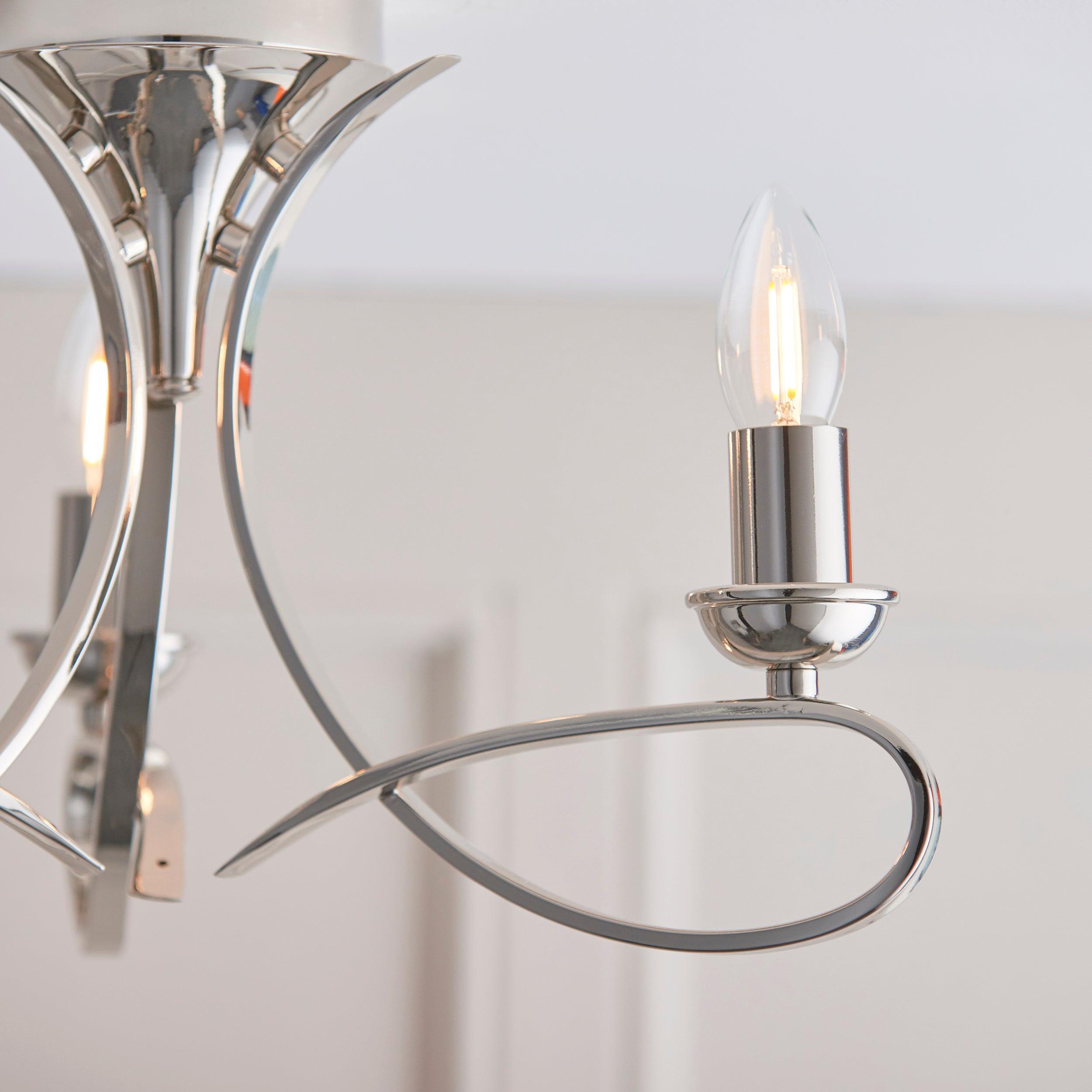 Traditional Flush & Semi Flush Ceiling Lights - Penn 3 Light Polished Nickel Finish Semi-Flush Light CA7P3N Living Room Image 9