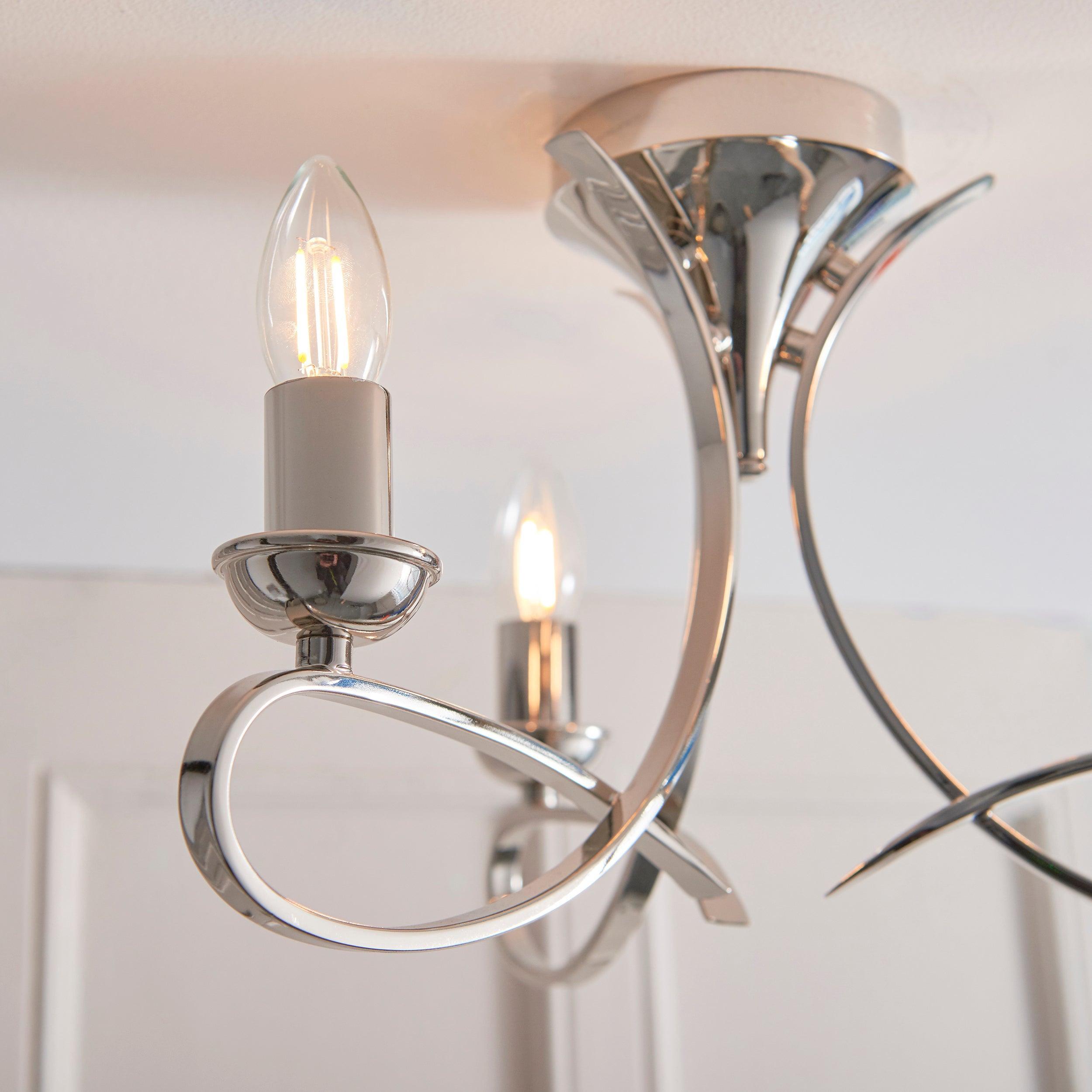 Traditional Flush & Semi Flush Ceiling Lights - Penn 3 Light Polished Nickel Finish Semi-Flush Light CA7P3N Living Room Image 10