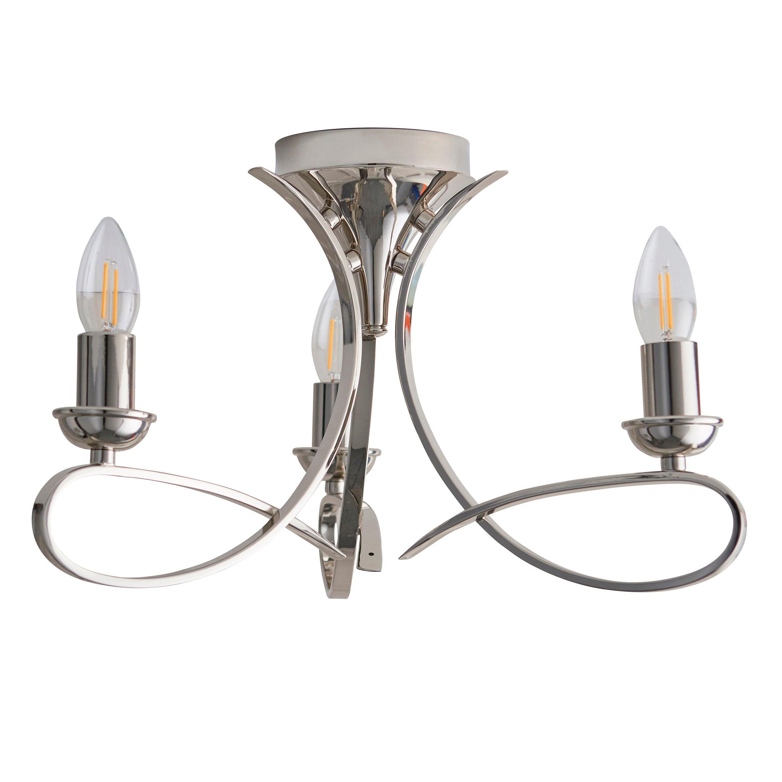 Traditional Flush & Semi Flush Ceiling Lights - Penn 3 Light Polished Nickel Finish Semi-Flush Light CA7P3N Living Room Image 12