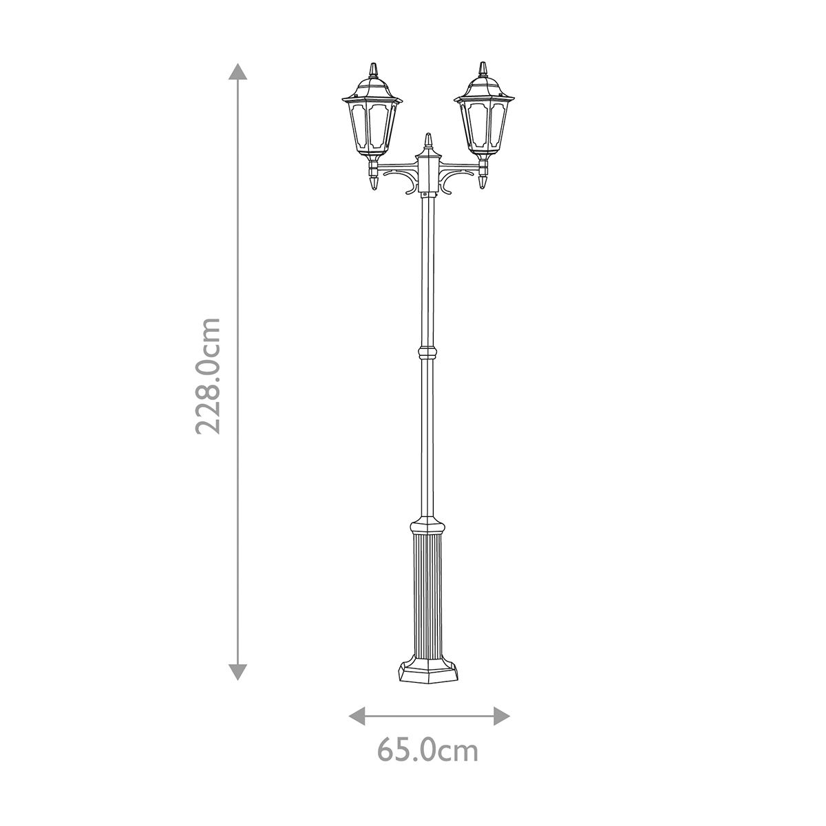 Elstead Parish Black Outdoor Twin Arm Lamp Post