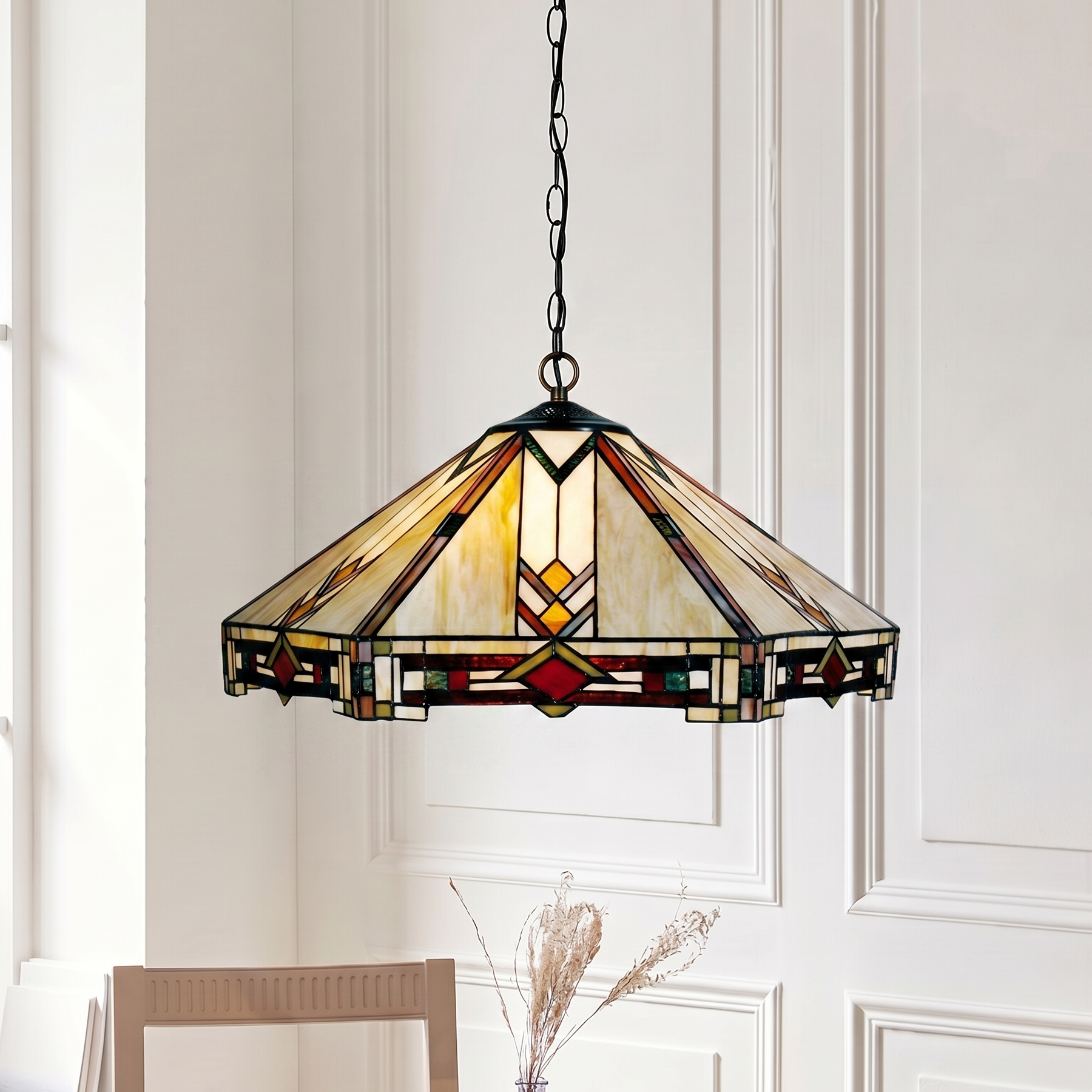 Prairie Large Tiffany Ceiling Light, single bulb fitting