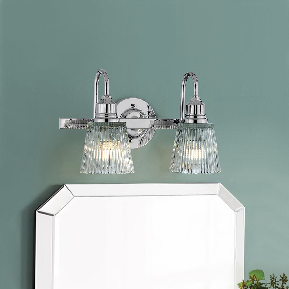 Addison Double Polished Chrome Bathroom Wall Light