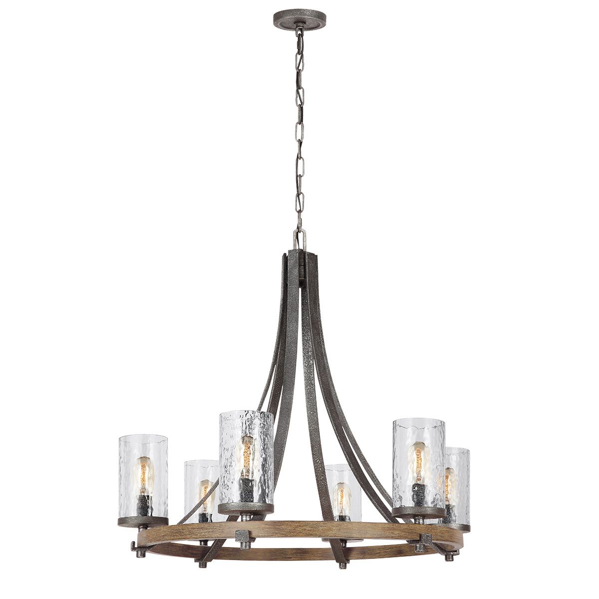 Angelo 6 Light Metal & Wood Chandelier By Quintiesse Lighting QN-ANGELO6