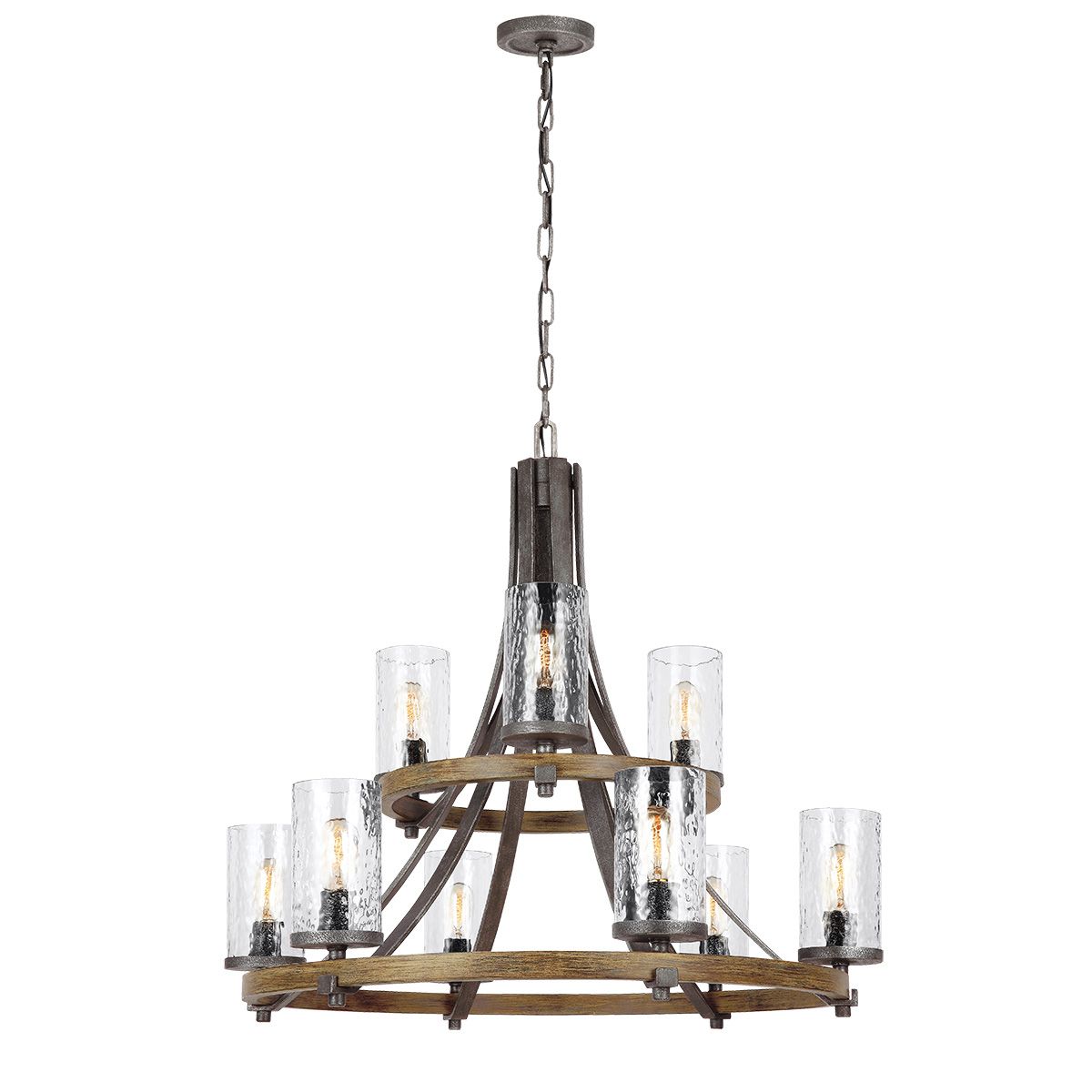 Angelo 9 Light Metal & Wood Chandelier By Quintiesse Lighting QN-ANGELO9