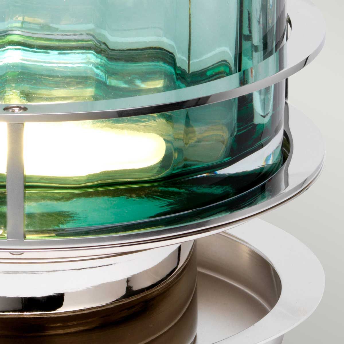 Arno Green Glass Table Lamp with Polished Nickel Finish