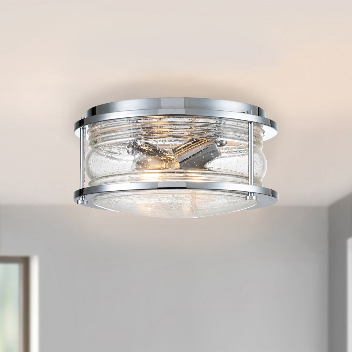 Ashland Bay Polished Chrome Flush Bathroom Ceiling Light