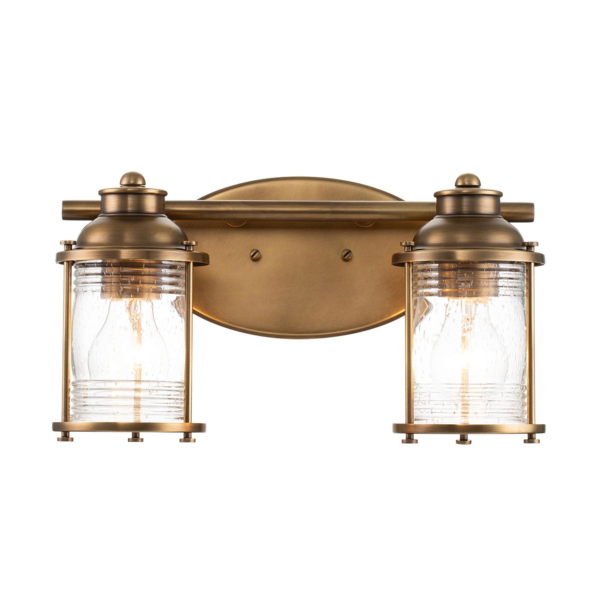 Ashland Bay Double Brass Bathroom Wall Light QN-ASHLANDBAY2-NBR-BATH by Kichler