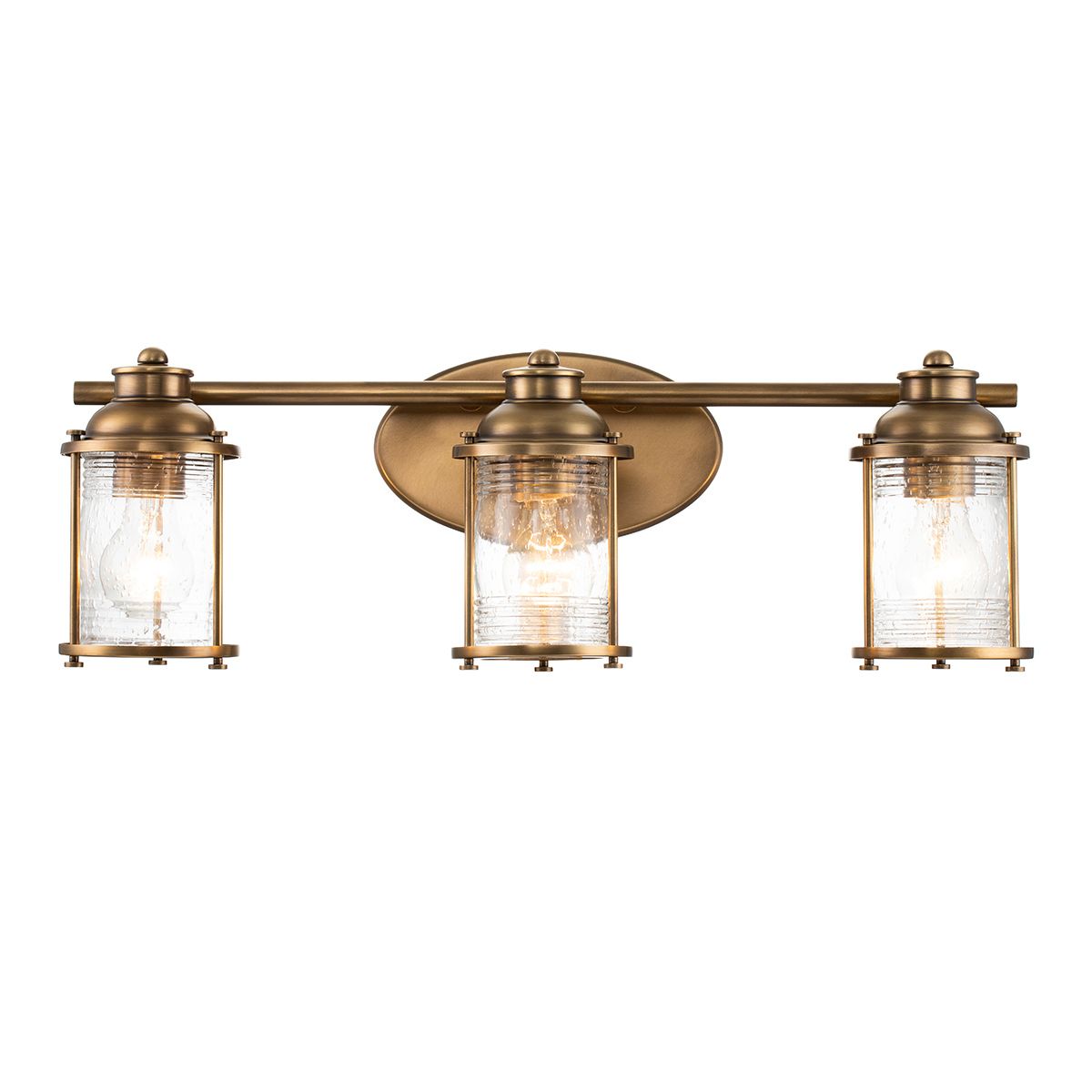 Ashland Bay 3 Light Brass Bathroom Wall Light QN-ASHLANDBAY3-NBR-BATH by Kichler