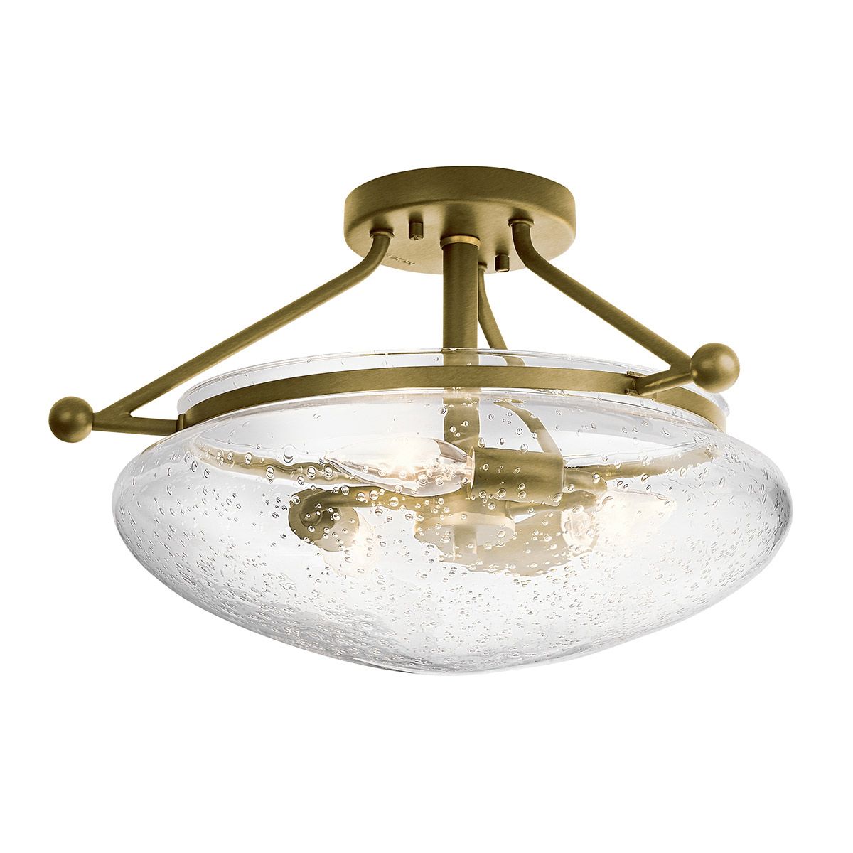 Belle 3 Light Brass Semi-Flush Ceiling Light