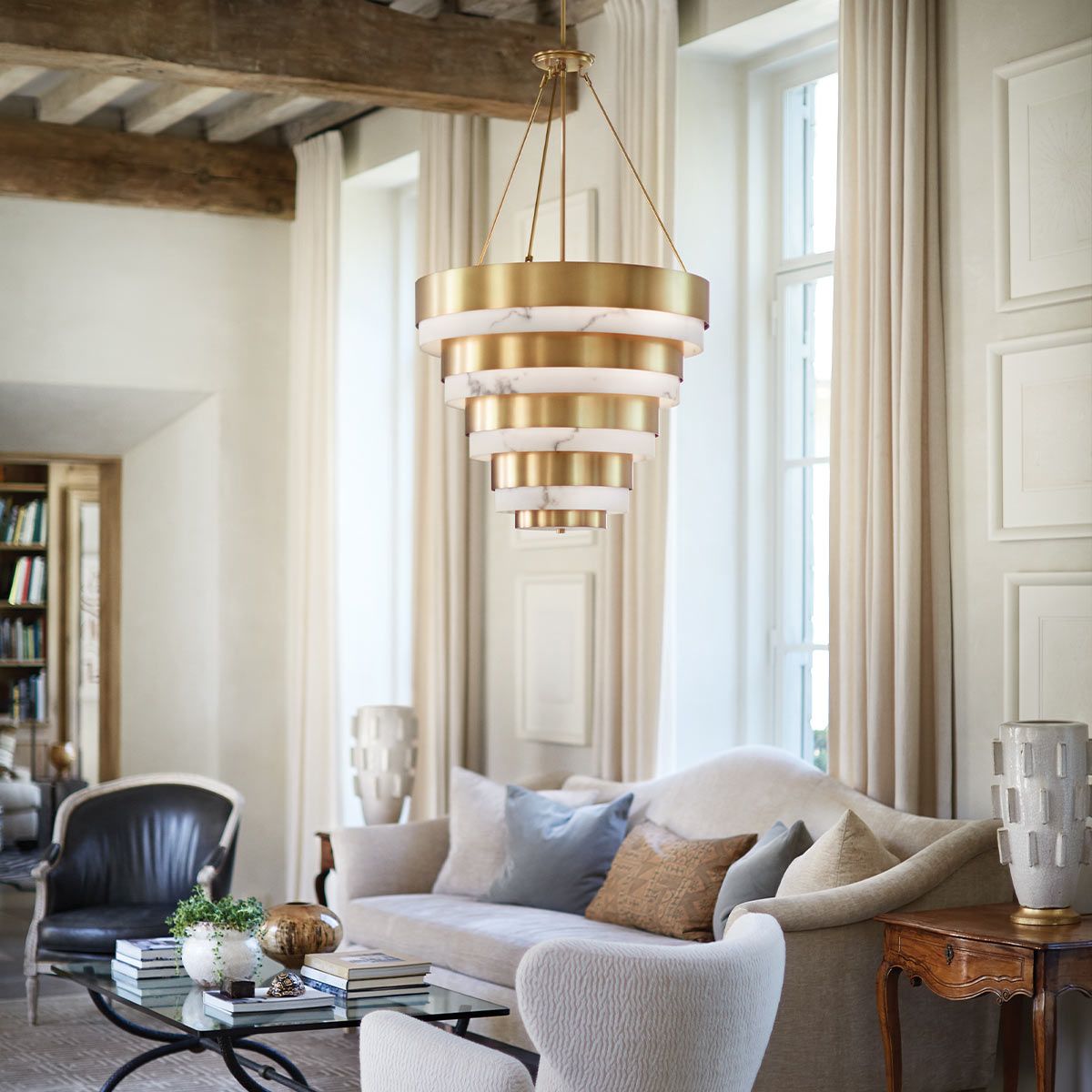 Echelon 8 Light Brass Ceiling Pendant Light