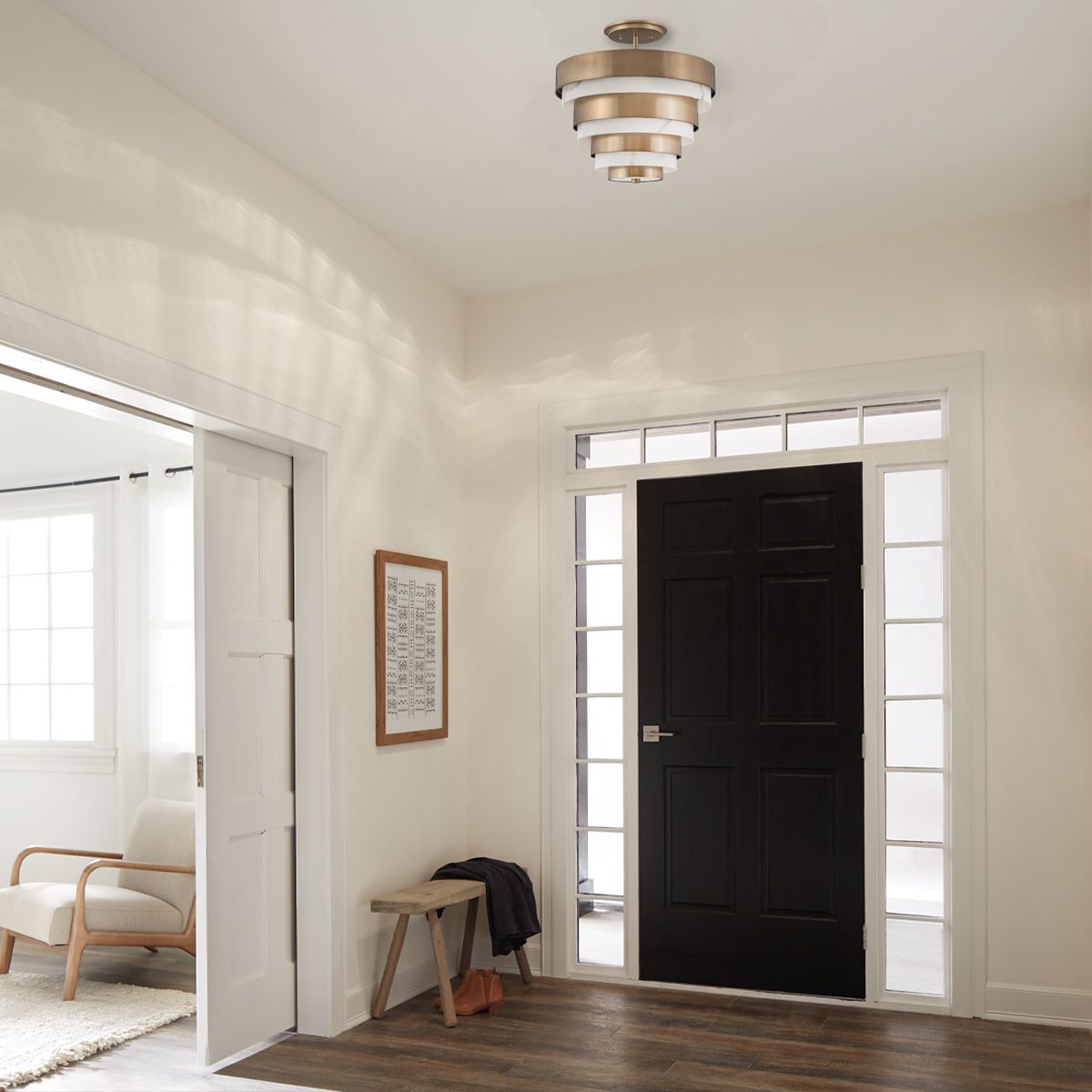 Echelon 3 Light Brass Semi-flush Ceiling Light