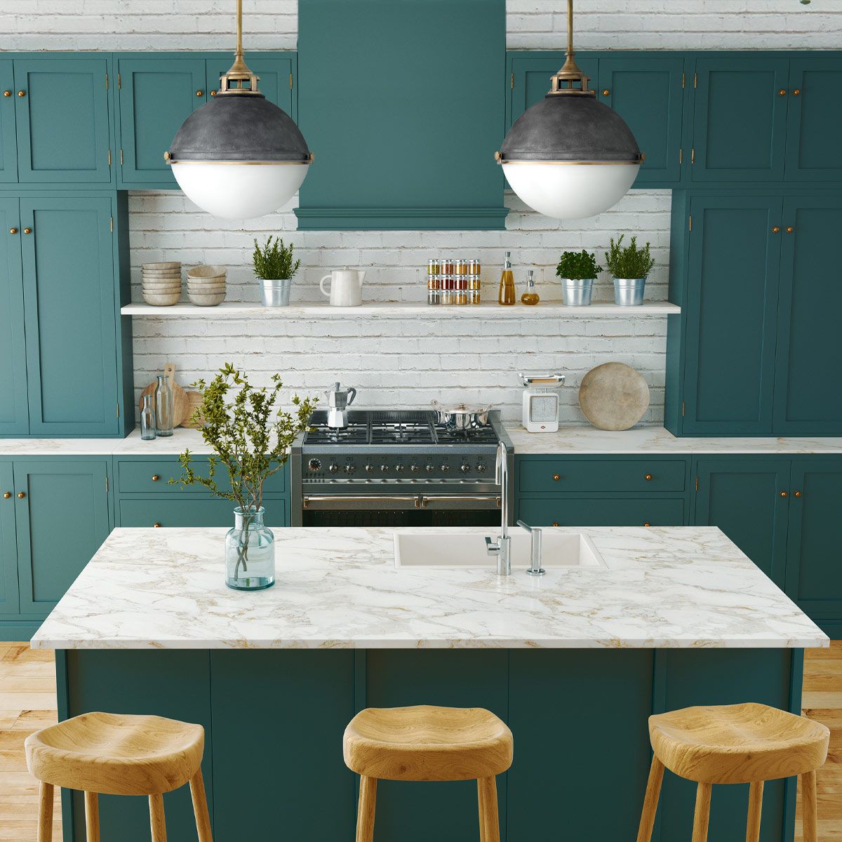 Fletcher 3 Light Zinc and Brass Ceiling Pendant Light