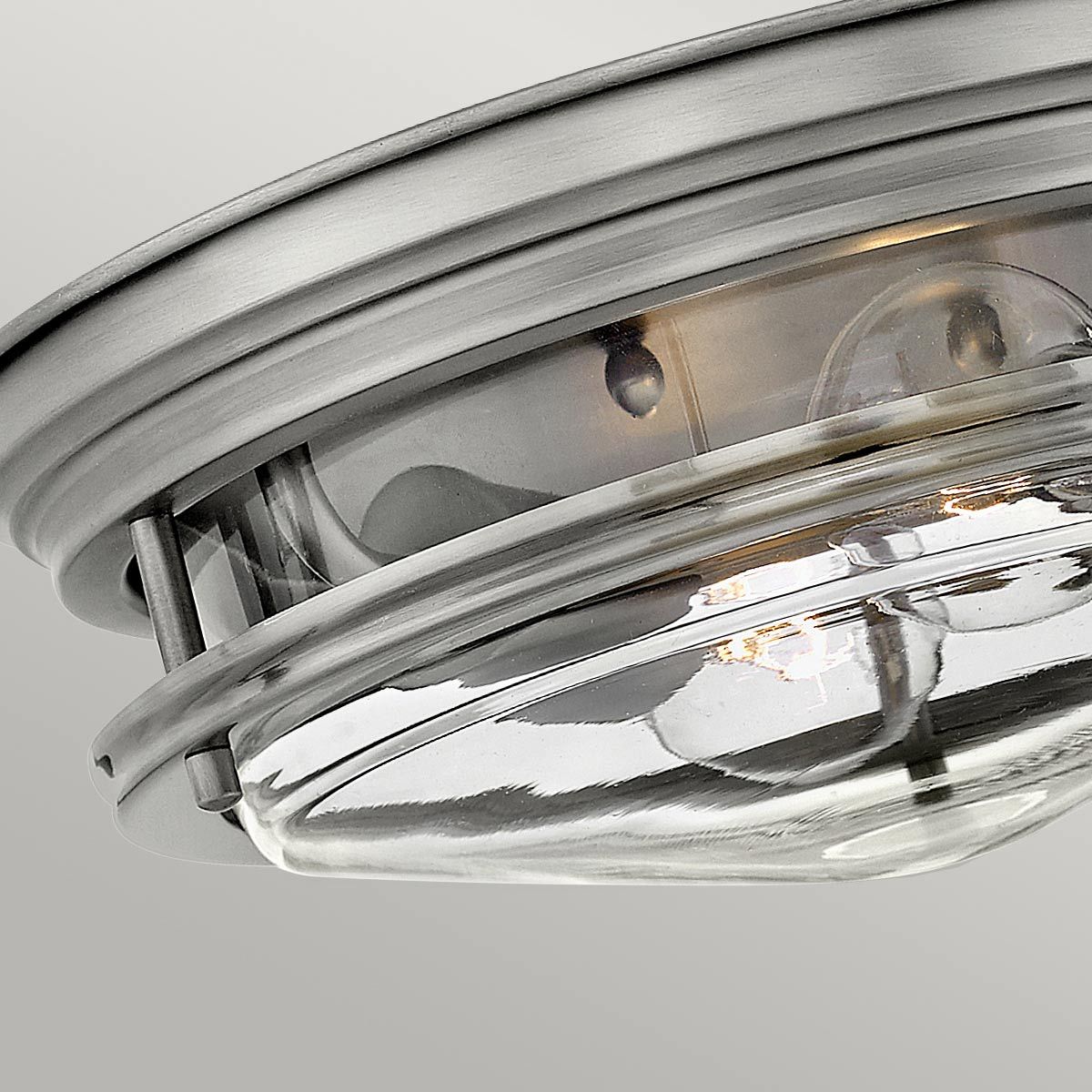 Hadrian 2 Light Bathroom Ceiling Flush Clear Glass Antique Nickel