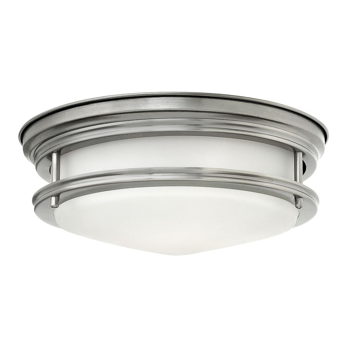 Hadrian 2 Light Bathroom Ceiling Flush Opal Glass Antique Nickel