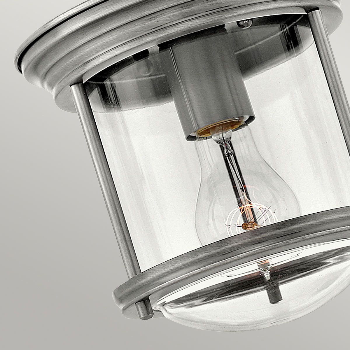 Hadrian Flush Bathroom Ceiling Light Clear Glass Antique Nickel-warehouse-clearance-270826