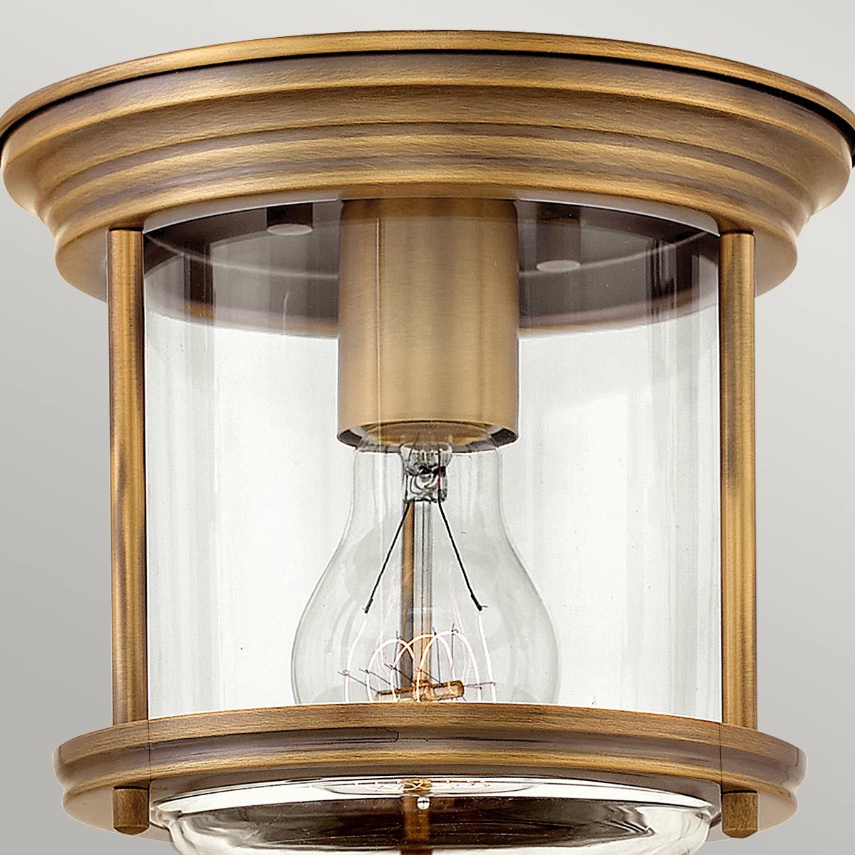 Hadrian Flush Bathroom Ceiling Light Clear Glass Brushed Bronze