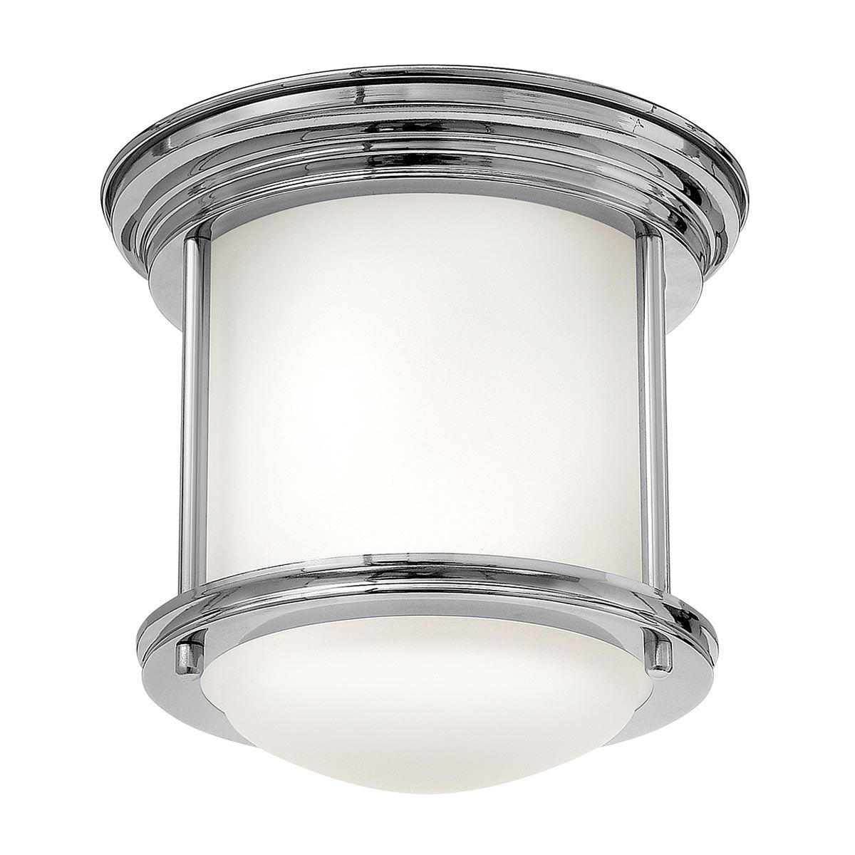 Hadrian Flush Bathroom Ceiling Light Opal Glass Chrome