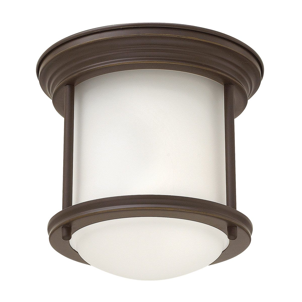Hadrian Flush Bathroom Ceiling Light Opal Glass Oil Rubbed Bronze