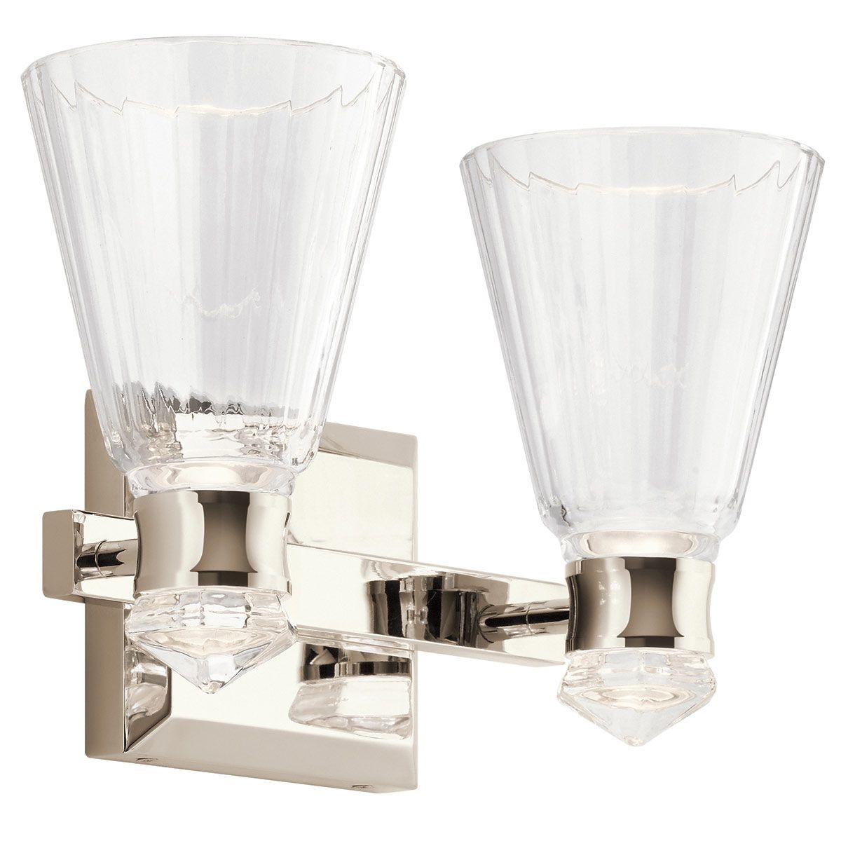 Kayva LED 2 Arm Dual-lit Bathroom Wall Light QN-KAYVA2-PN by Kichler