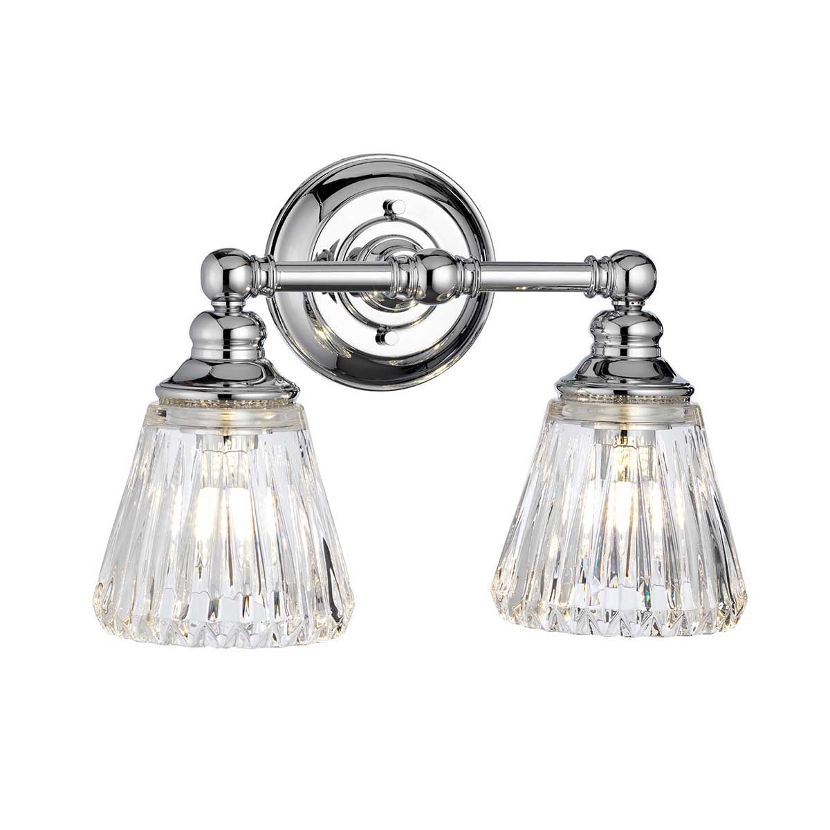 Keynes 2 Light Polished Chrome Bathroom Wall Light QN-KEYNES2-BATH by Quintiesse