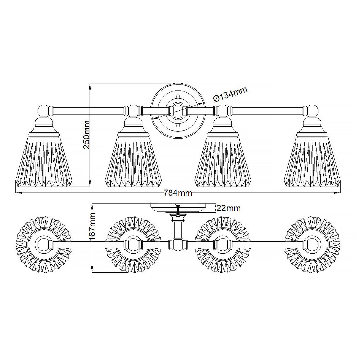Keynes 4 Light Polished Chrome Bathroom Wall Light