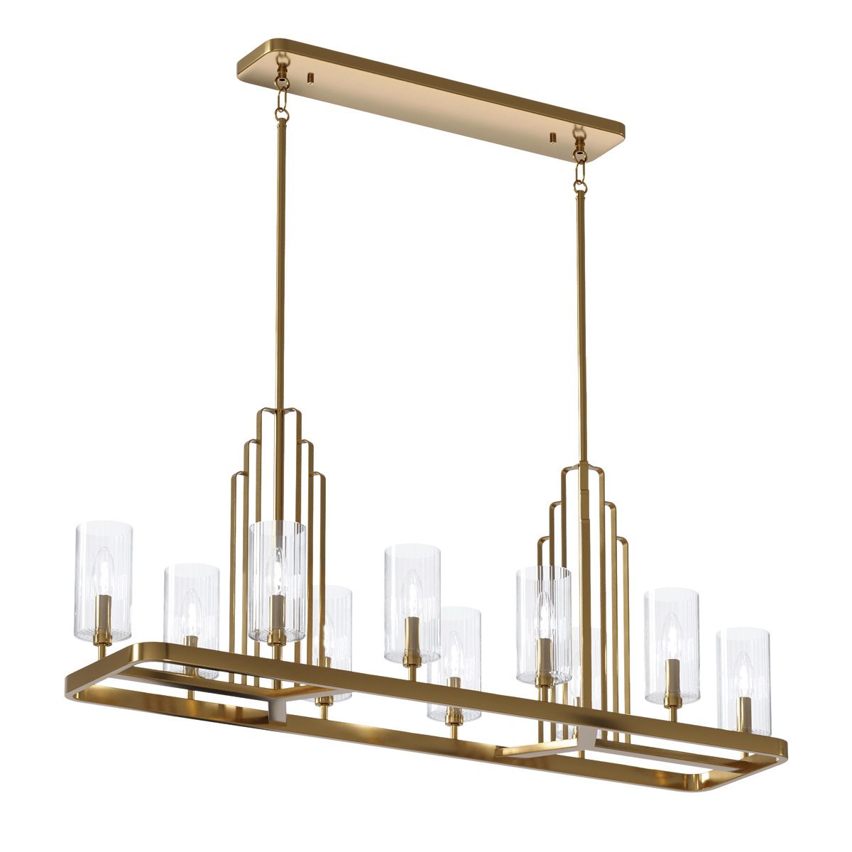 Kimrose 10 Light Linear Brass Chandelier QN-KIMROSE10-BNB by Kichler