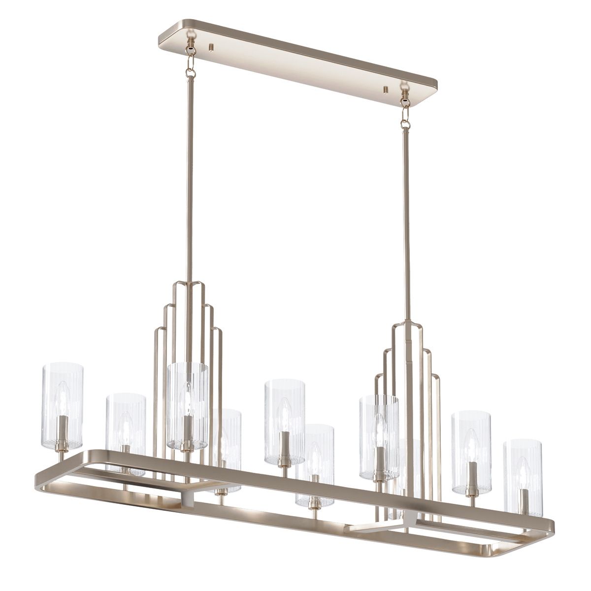 Kimrose 10 Light Linear Nickel Chandelier QN-KIMROSE10-PN by Kichler