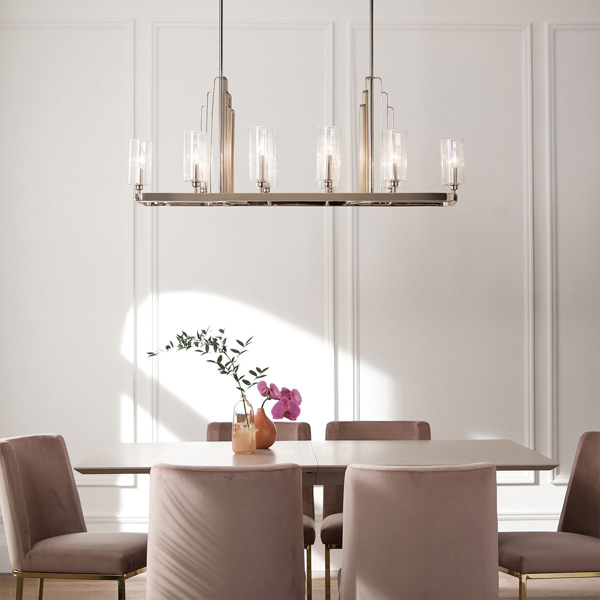 Kimrose 10 Light Linear Nickel Chandelier