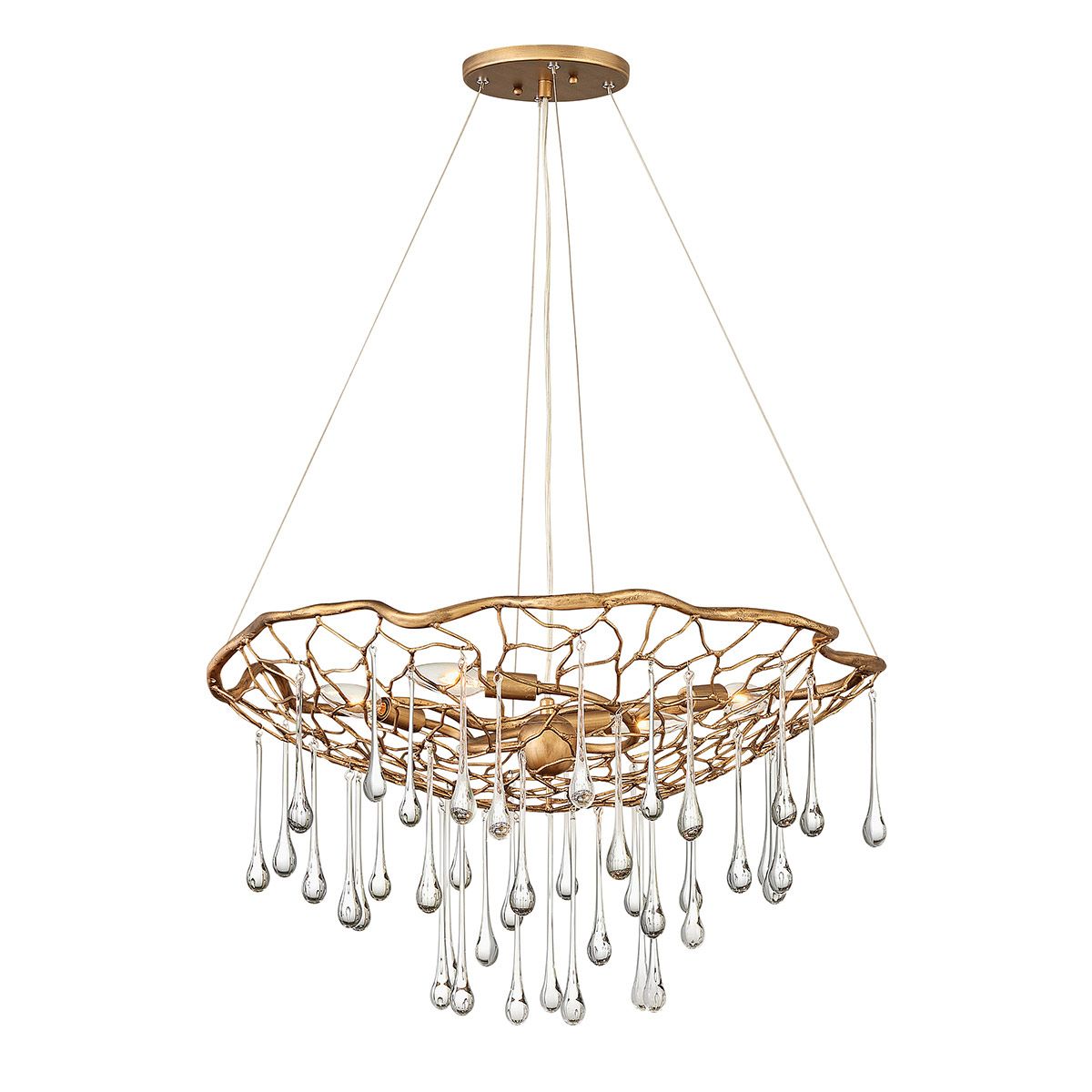 Laguna 4 Light Gold Living Room Ceiling Pendant Light By Quintiesse Lighting QN-LAGUNA-4P