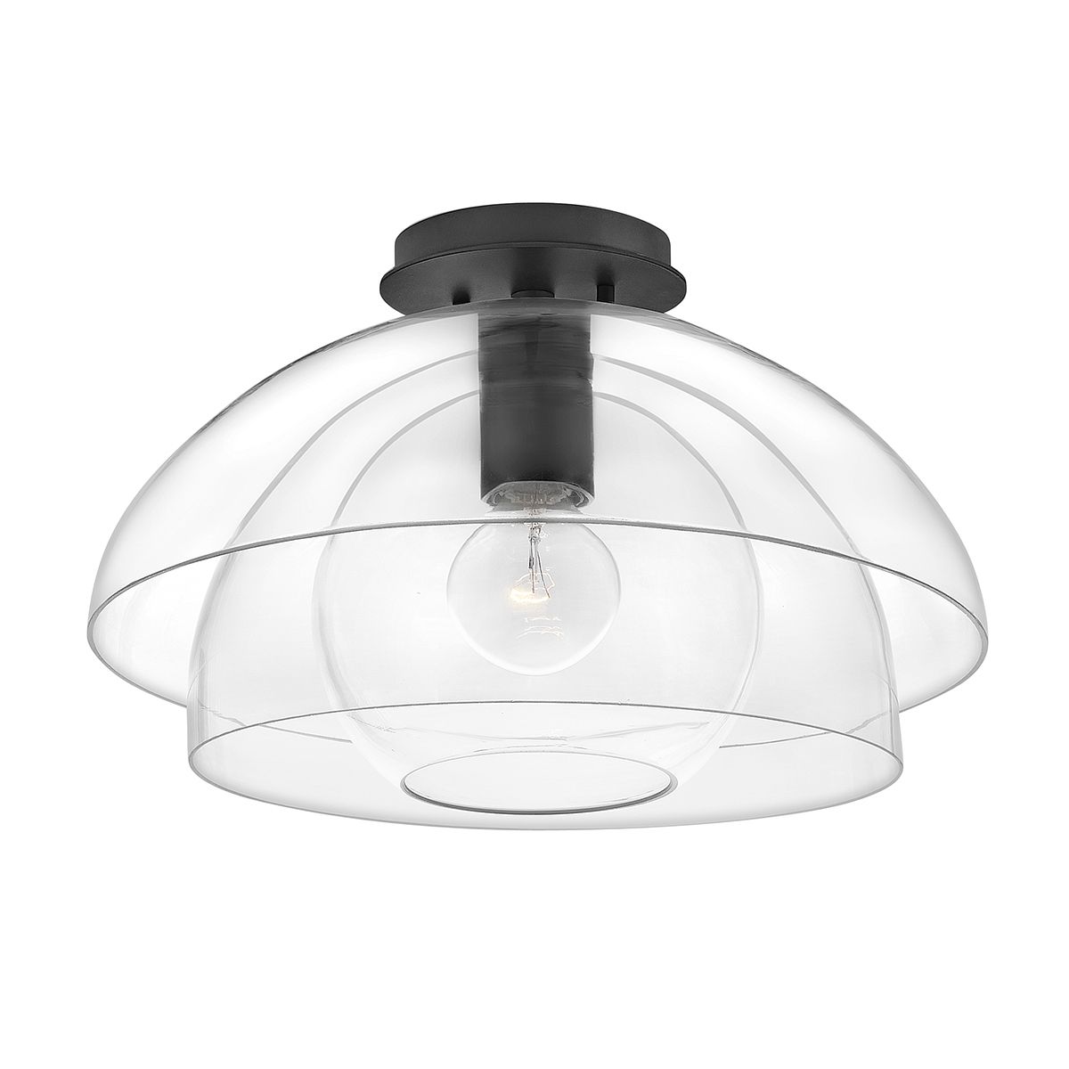 Lotus 1 Light Glass Black Ceiling Pendant or Semi flush Light