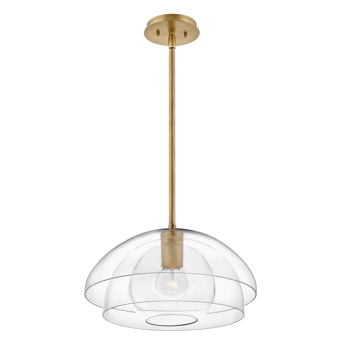 Lotus 1 Light Glass & Brass Ceiling Pendant / Semi-flush Light By Quintiesse Lighting QN-LOTUS-P-HBR
