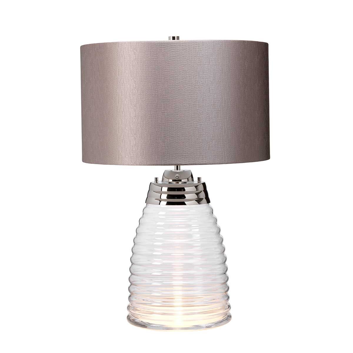 Milne Glass Table Lamp with Grey Shade