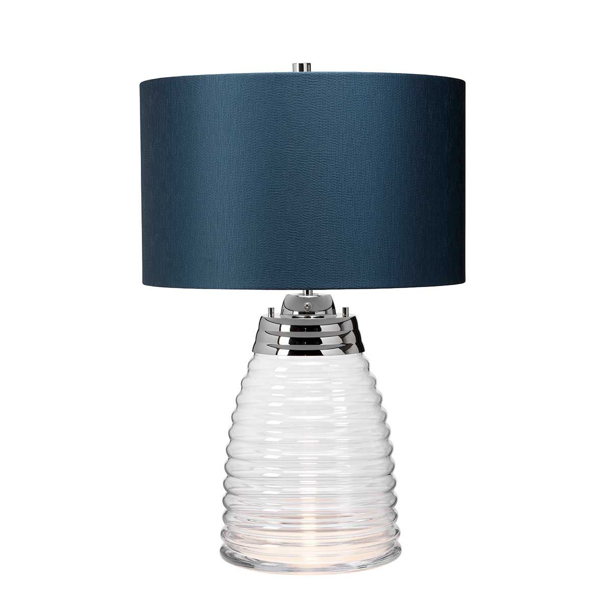Milne Glass Table Lamp with Teal Shade