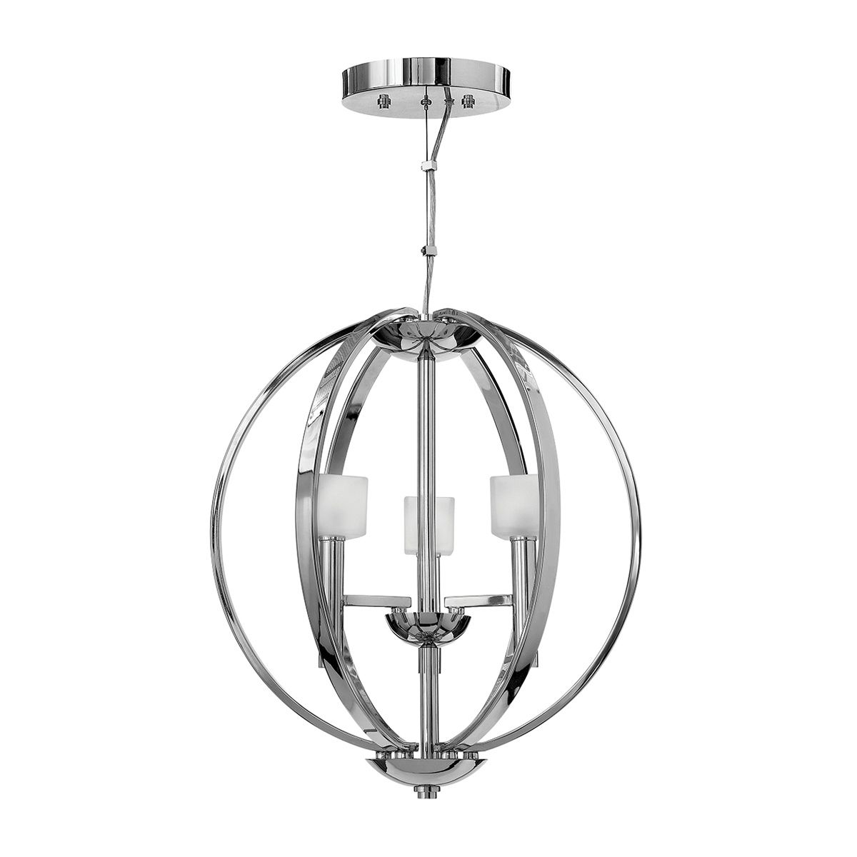 Mondo 3 Light Polished Nickel Art Deco Chandelier By Quintiesse Lighting QN-MONDO3