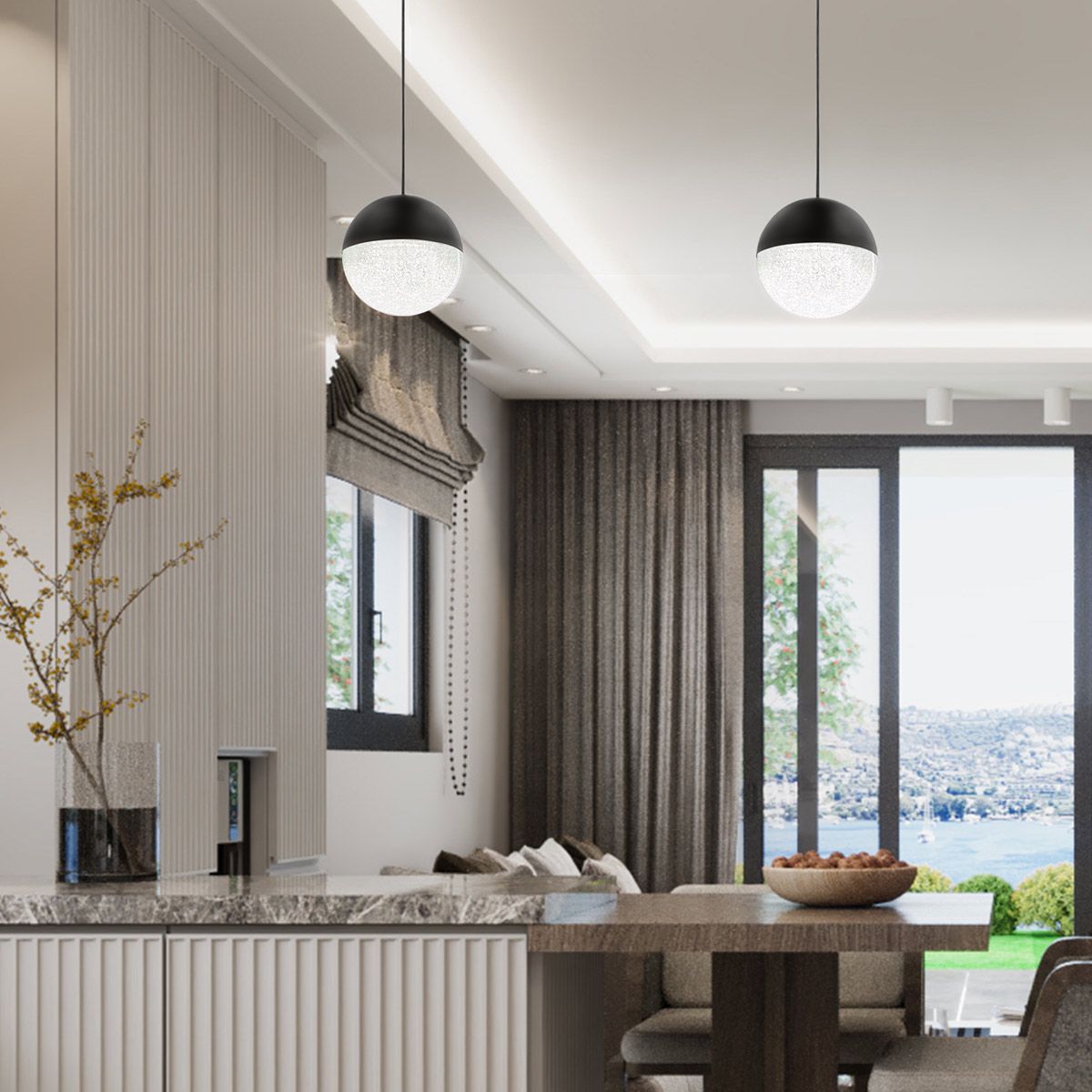 Moonlit LED Mini Black Ceiling Pendant Light