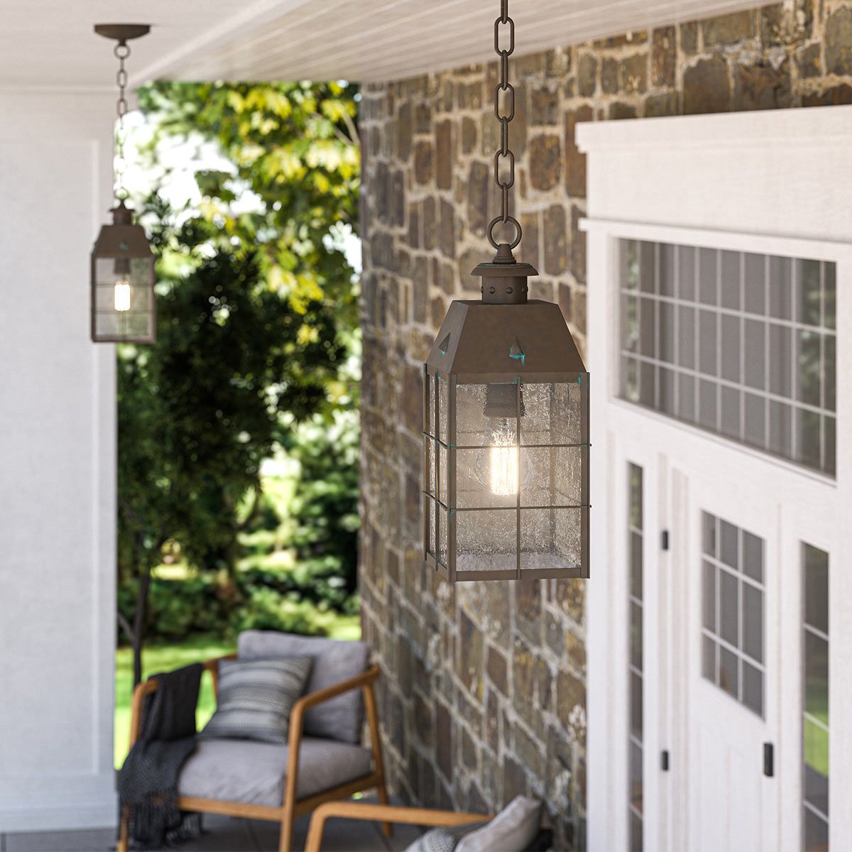 Nantucket 1 Light Medium Brass Outdoor Chain Lantern