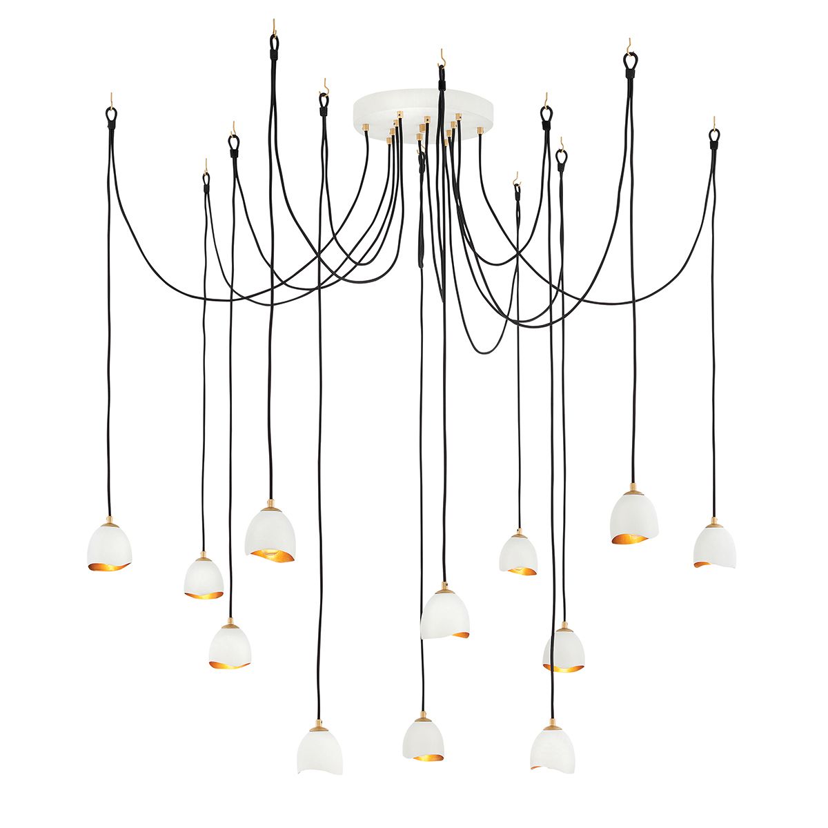 Nula 12 Light Gold Modern Pendant By Quintiesse Lighting QN-NULA-12P