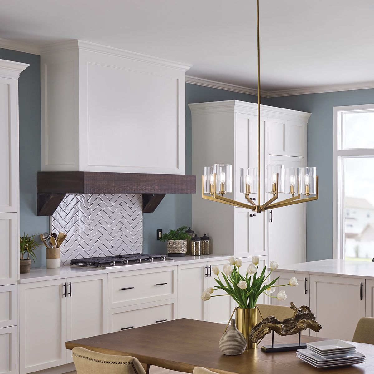 Nye 6 Light Brass Chandelier