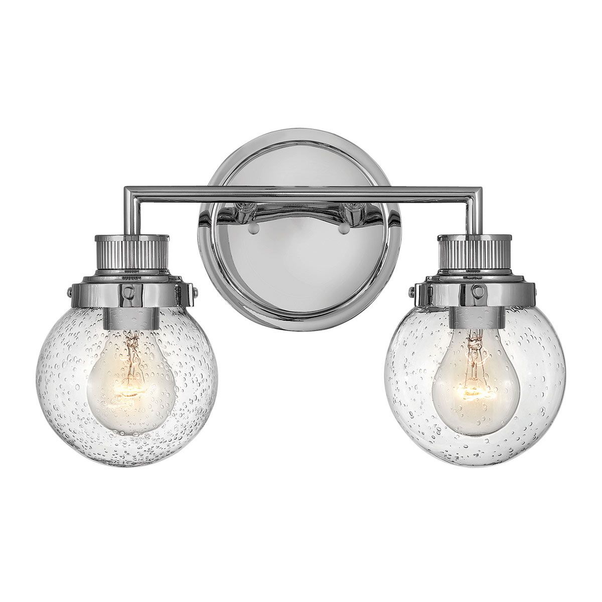 Poppy 2 Light Polished Chrome Bathroom Wall Light QN-POPPY2-PC-BATH by Hinkley