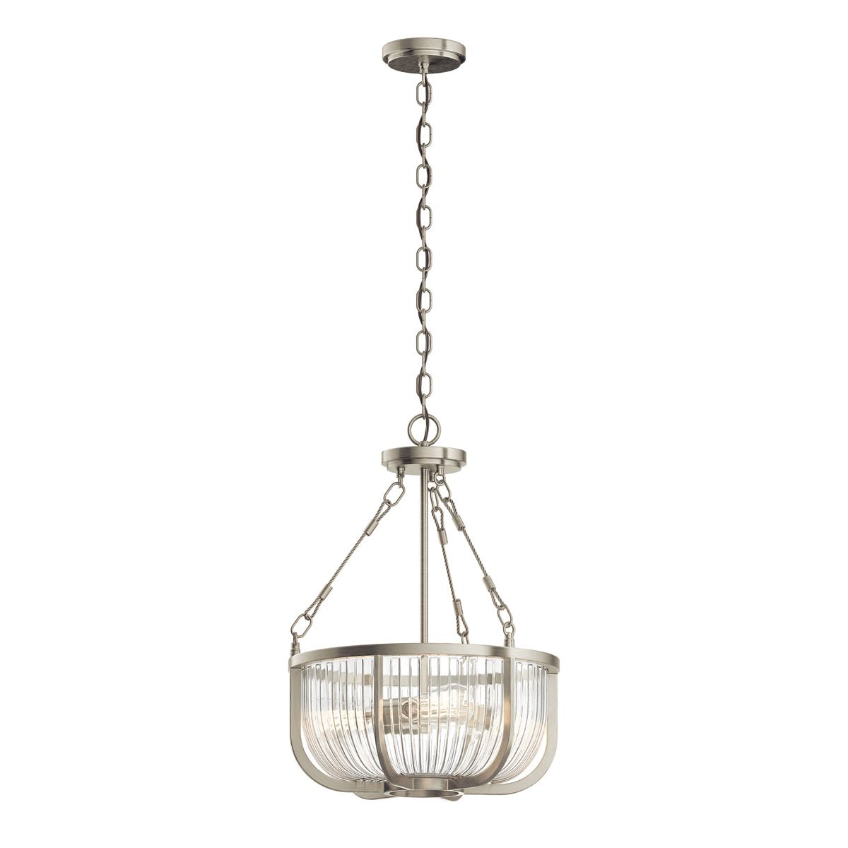 Roux 3 Light Nickel Hallway Pendant/ Semi-Flush Ceiling Light By Quintiesse Lighting QN-ROUX3-BN
