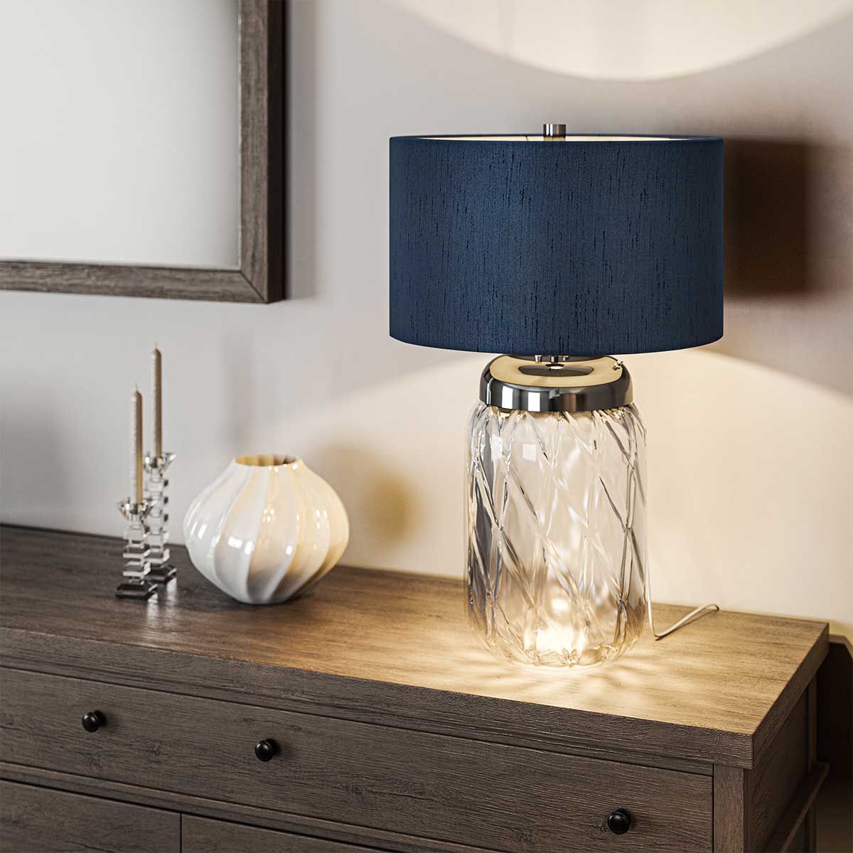 Sola 2 Light Glass Table Lamp - Breton Shade