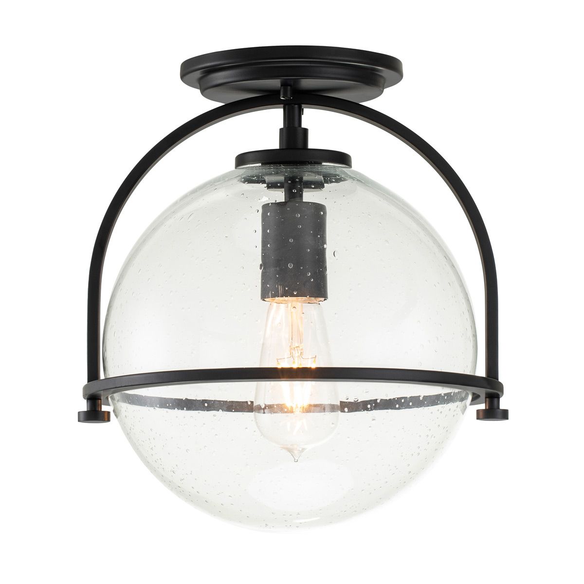 Somerset 1 Light Black/Clear Flush Ceiling Light