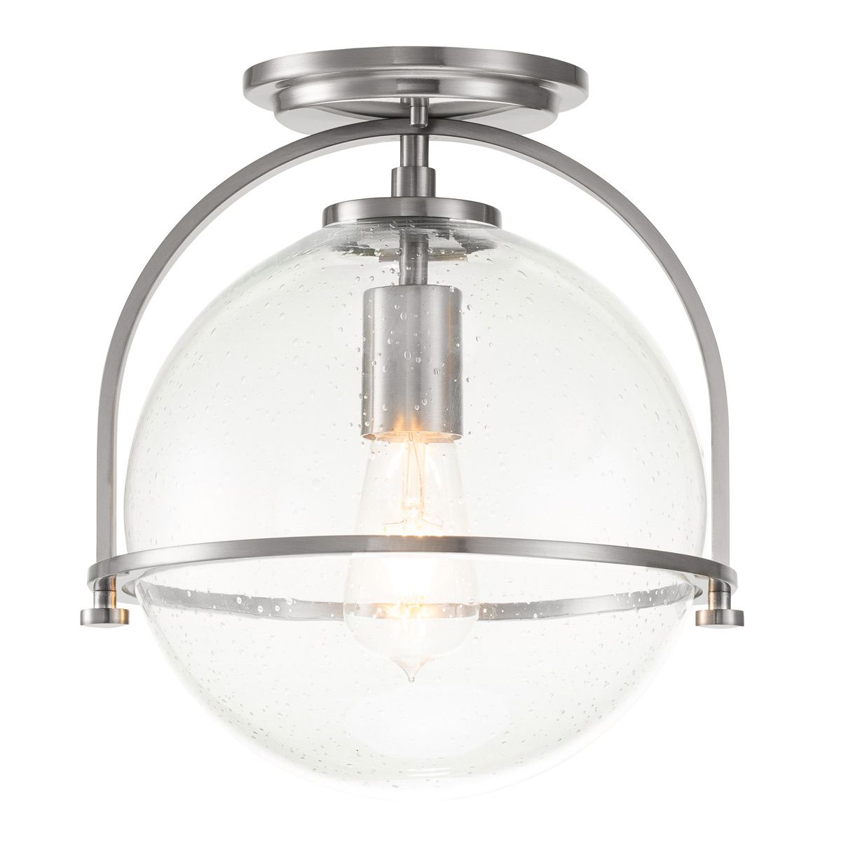 Somerset 1 Light Nickel/Clear Flush Ceiling Light