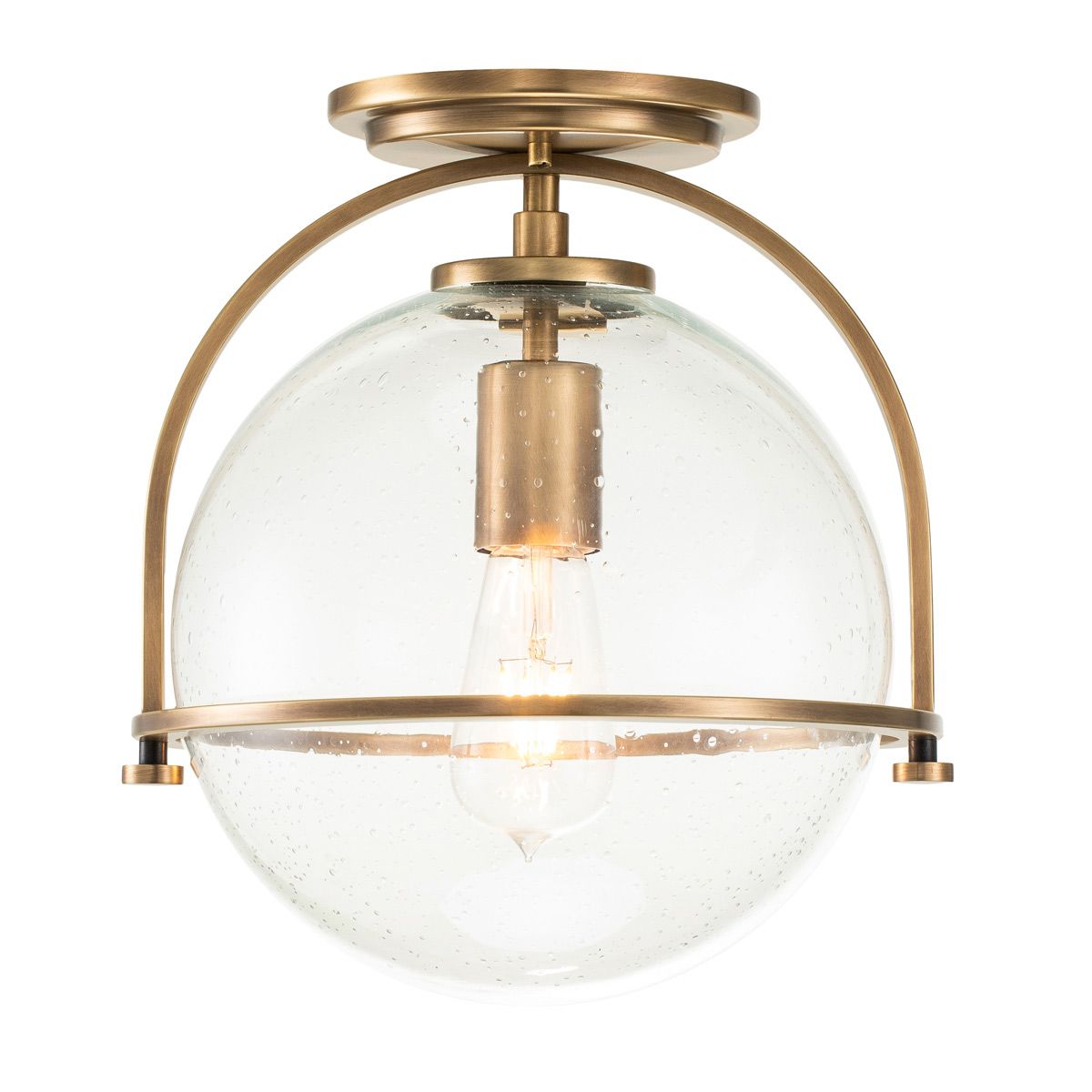 Somerset 1 Light Brass/Clear Flush Ceiling Light-OPEN-BOX-50-040626