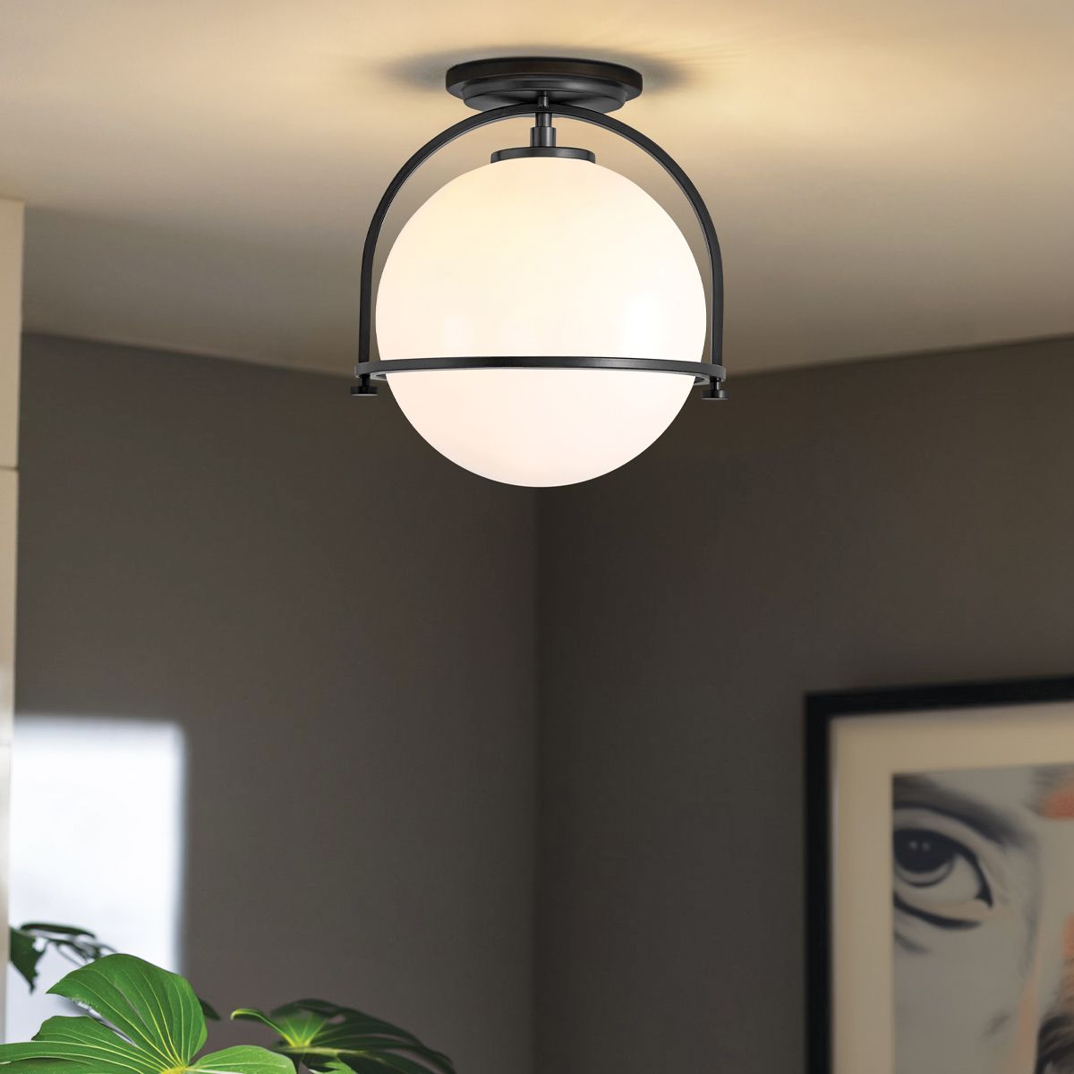 Somerset 1 Light Black Flush Ceiling Light