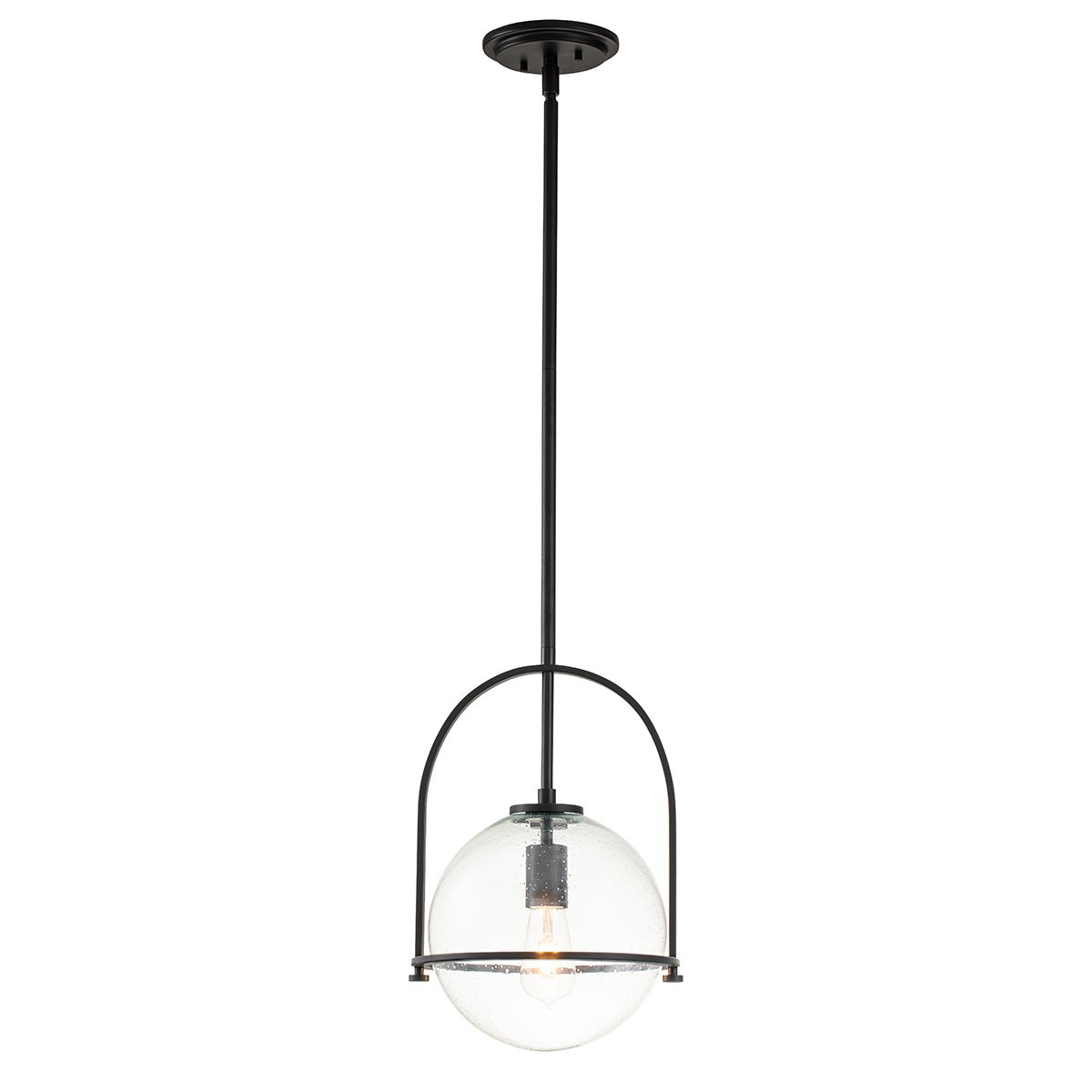 Somerset 1 Light Medium Black/Clear Pendant Light By Quintiesse Lighting QN-SOMERSET-P-C-BK