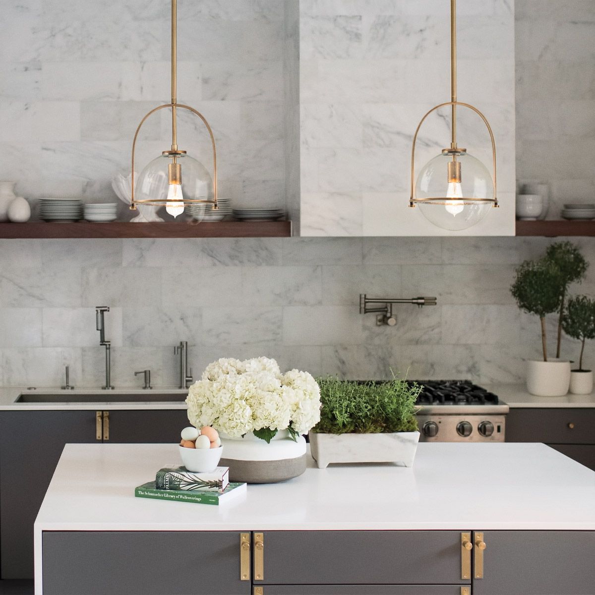 Somerset 1 Light Medium Brass and Clear Pendant Light