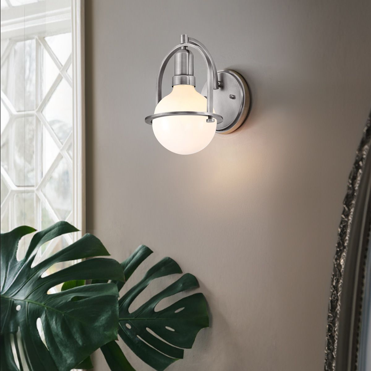 Somerset 1 Light Nickel Wall Light
