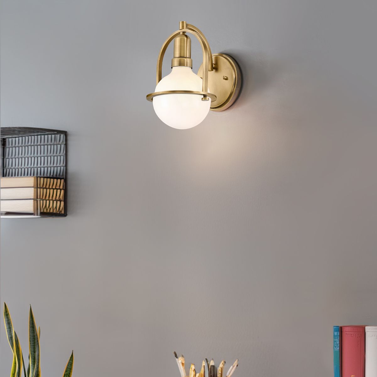 Somerset 1 Light Brass Wall Light