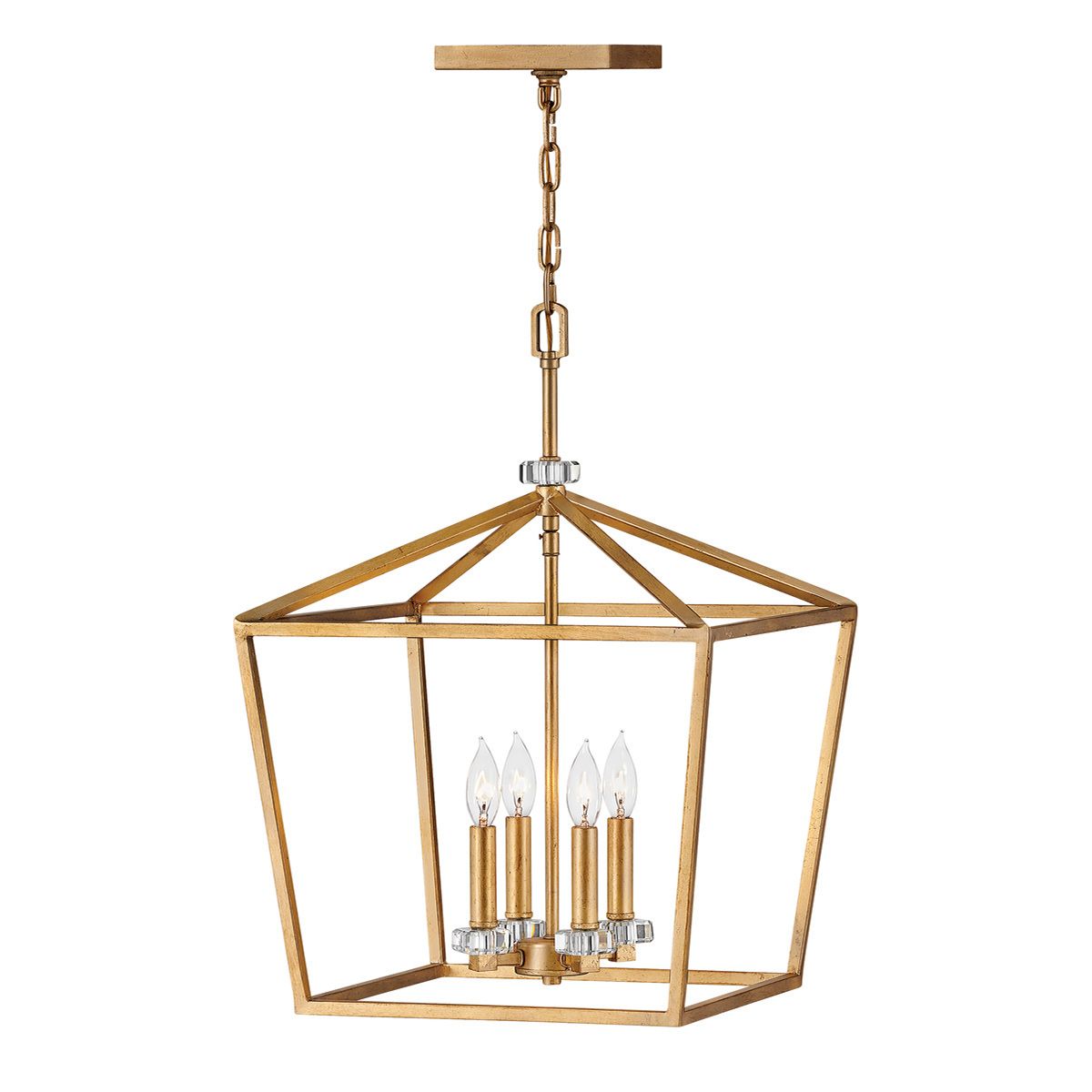 Stinson 4 Light Large Brass Pendant/ Semi-Flush Living Room Ceiling Light By Quintiesse Lighting QN-STINSON-4P-L-DBR